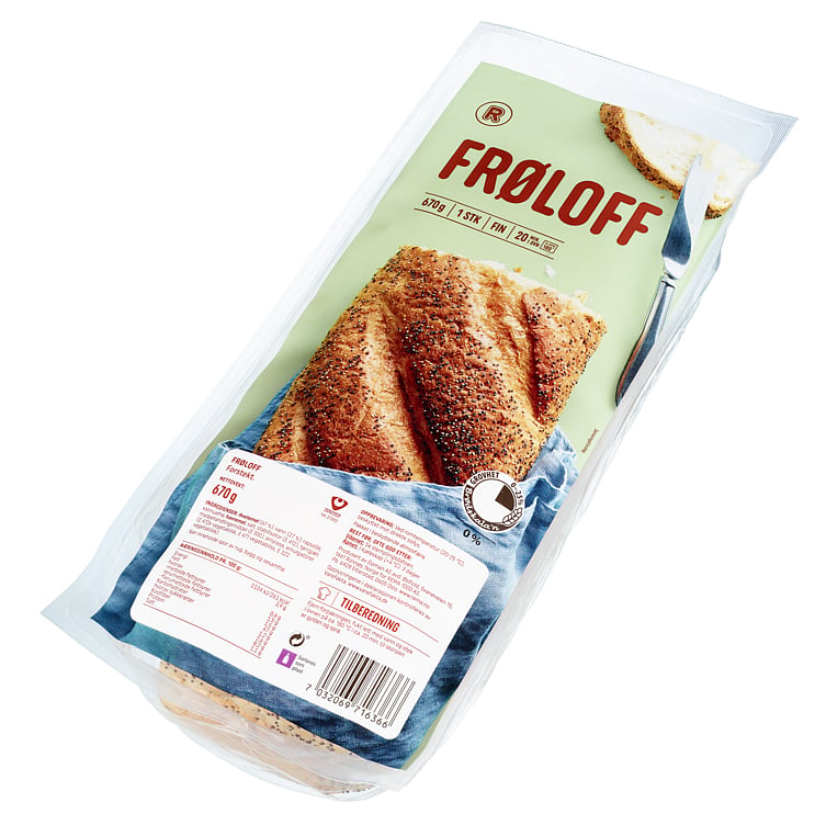 Frøloff loaf of white bread with seads, pre-baked oven-ready
