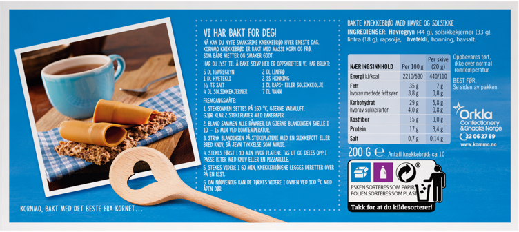 Knekkebrød havre & solsikke   200g