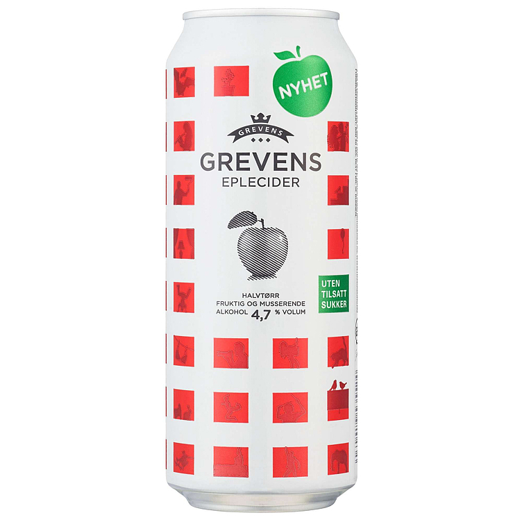 Grevens eplecider uten sukker bx   4,7%   24x50cl