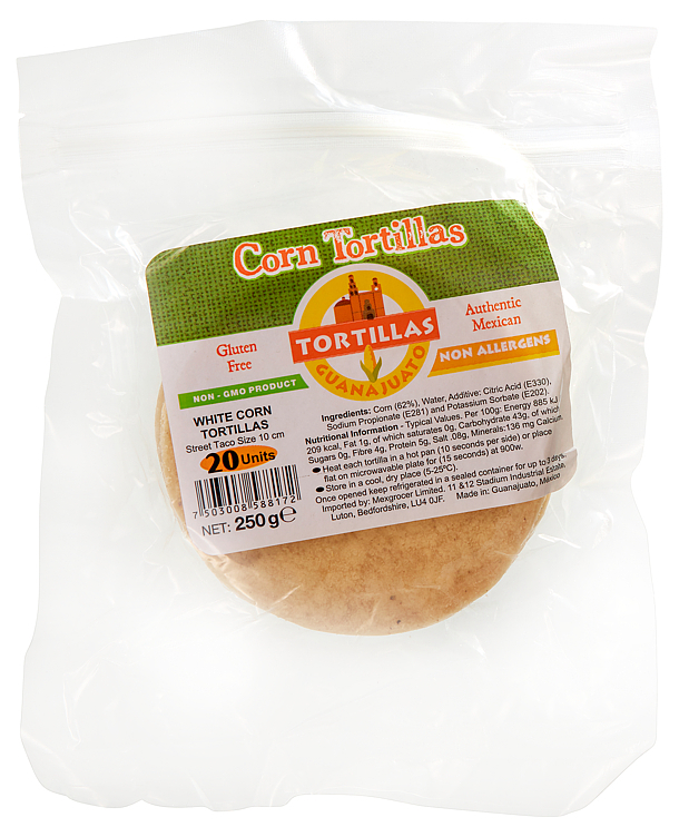 Tortilla guanajuato white corn 10cm    250g