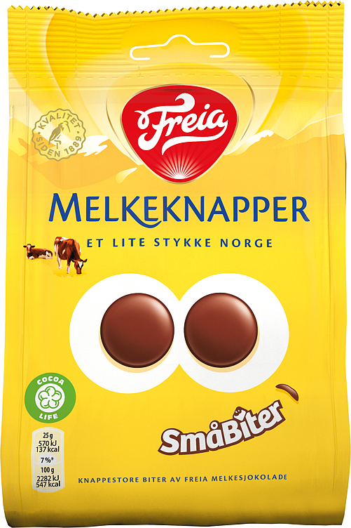 Melkeknapper småbiter pose 145g