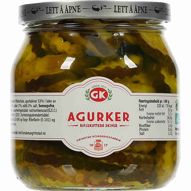 Agurker riflekuttede skiver  490g