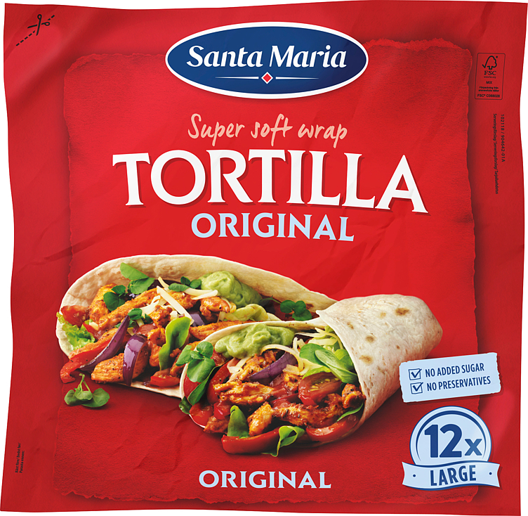 Tex mex tortilla original large (12-pack)   742g