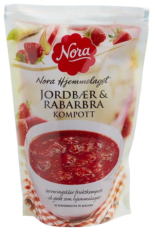 Jordbær & rabarbra kompott   455g
