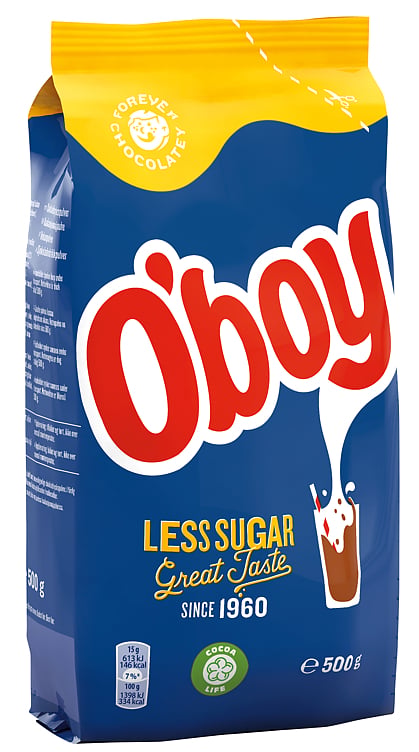 Oboy sjokoladedrikk mindre sukker pose 500g