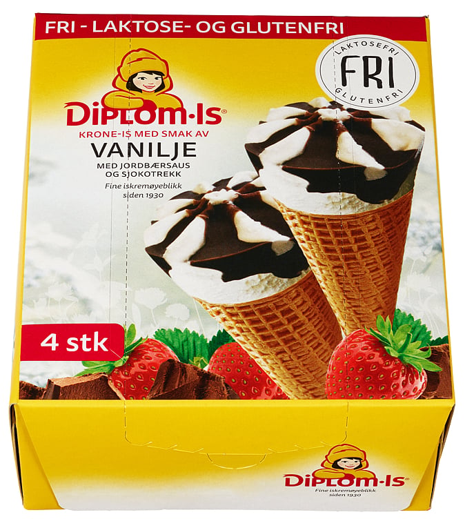 Fri krone-is sjoko & jordbær 4pk   480ml
