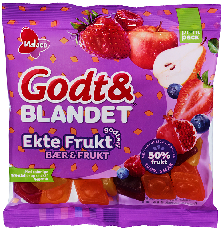 Godt&blandet ekte frukt bær&frukt   140g