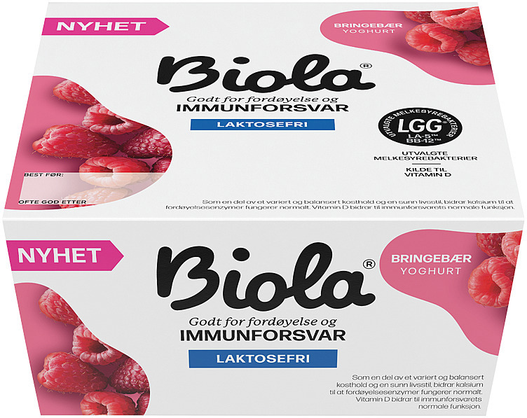 Biola yoghurt bringebær  4x125g