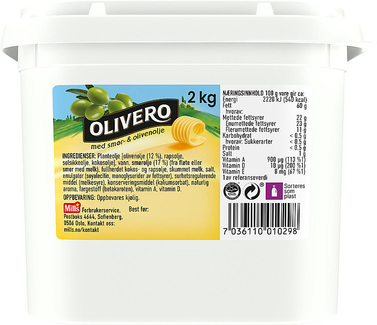 Olivero smør- og olivenolje   2kg