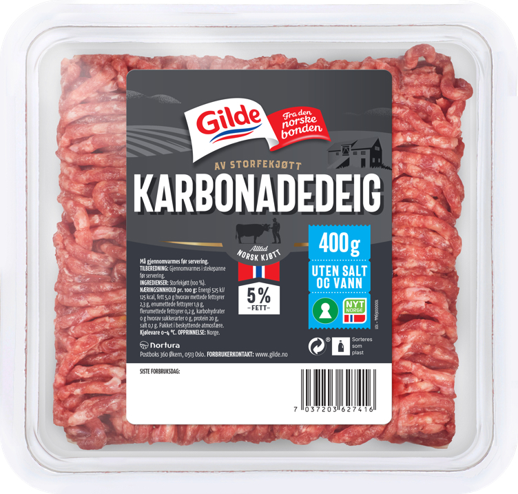 Karbonadedeig 5% usalt/vann   400g