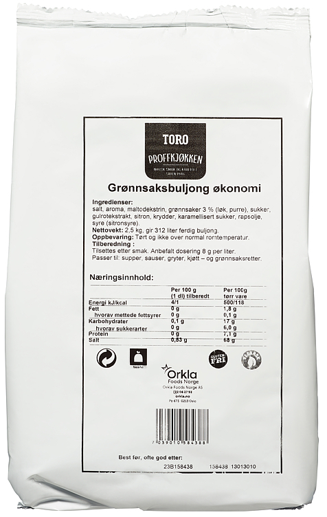 Grønnsaksbuljong økonomi   2,5kg