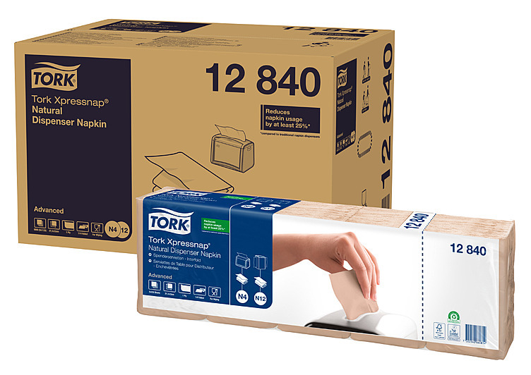 Dispenserserviett    xpress natur 1lag 4f n4 225stk