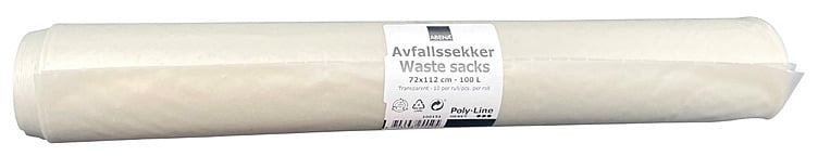 Avfallssekk på rull klar 100l 72x112cm 53my  stk