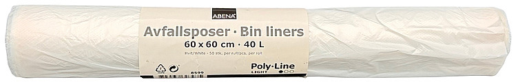 Avfallspose hvit 60x60 hdpe 7 my  50stk