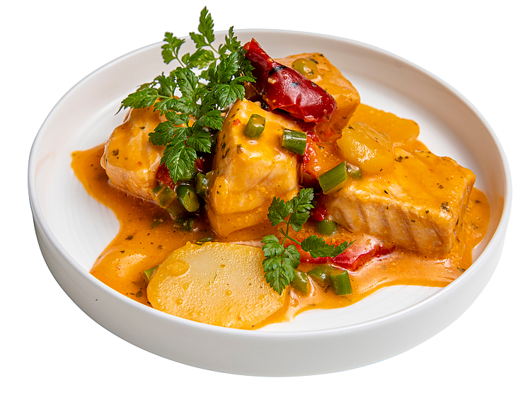 Laksegryte m/thai red curry saus 1.8kg