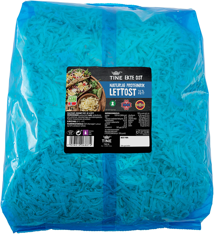 Ekte revet ost lett   3kg