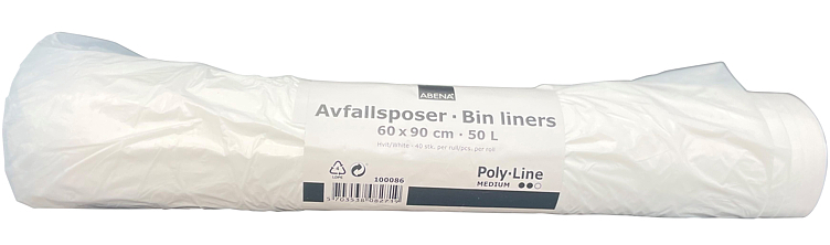 Avfallspose hvit 60x90 ldpe 12 my  40stk