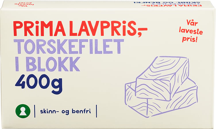 Torsk filet u/ben u/skin   400g