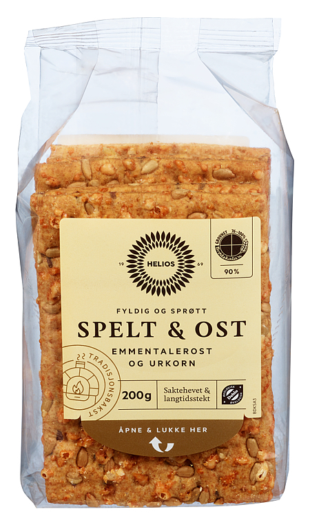 Knekkebrød spelt & ost økol.   200g