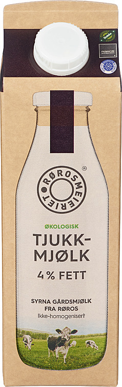 Tjukkmjølk fra røros 4% fett økol.    1l