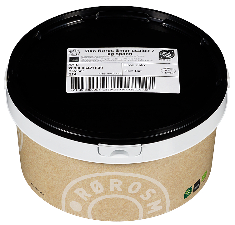 Røros smør usaltet økol. spann  2kg