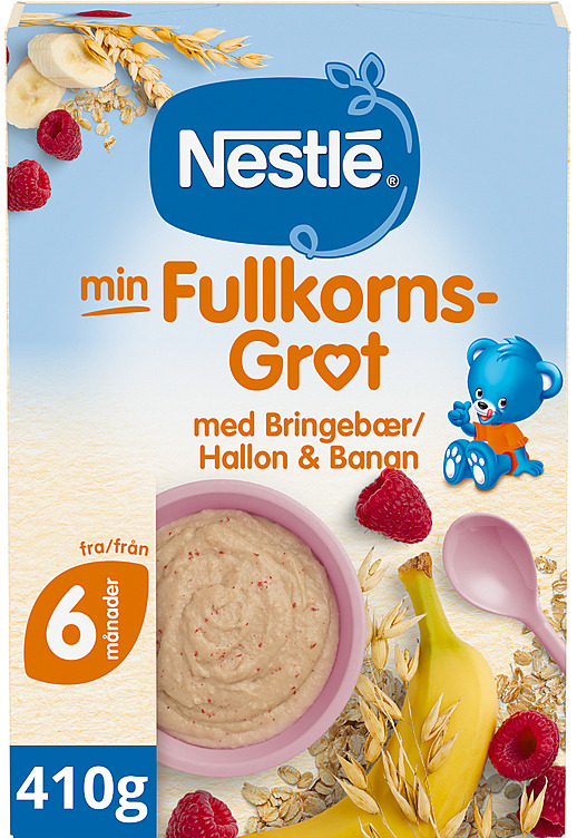 Min fullkornsgrøt bringebær banan 6m  410g