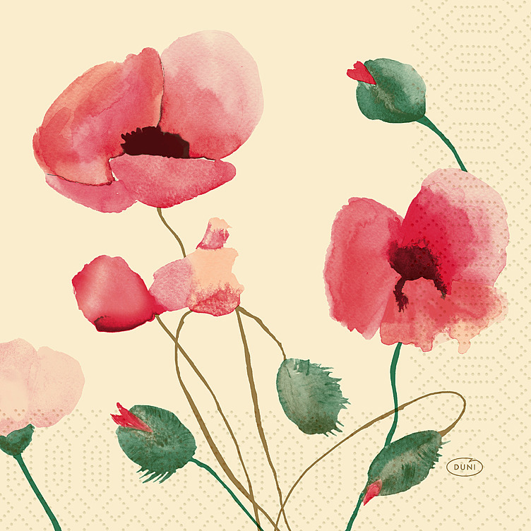 Serviett 3l 33cm poppy charm  250stk