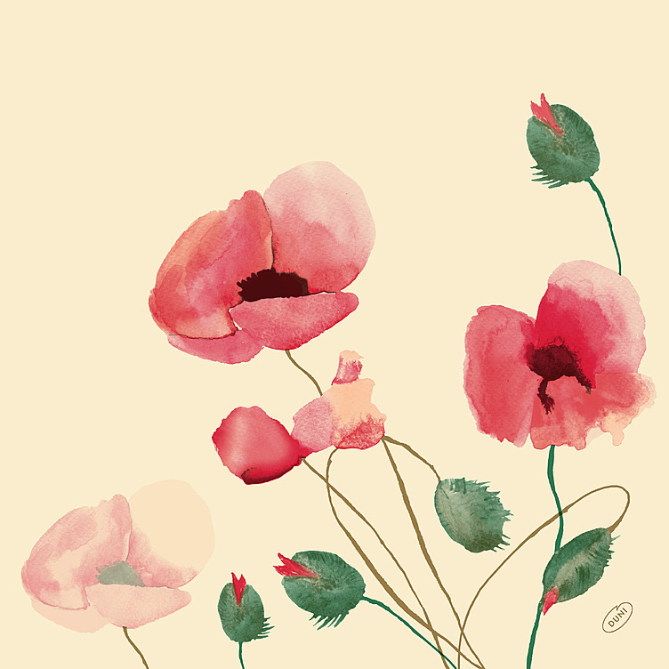 Serviett biodunisoft 40cm poppy charm  60stk