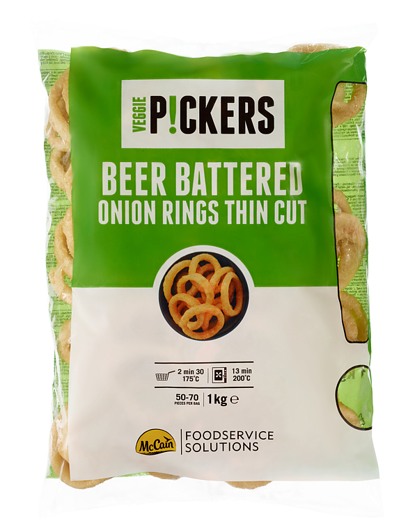 Beer battered thin onion rings  1kg