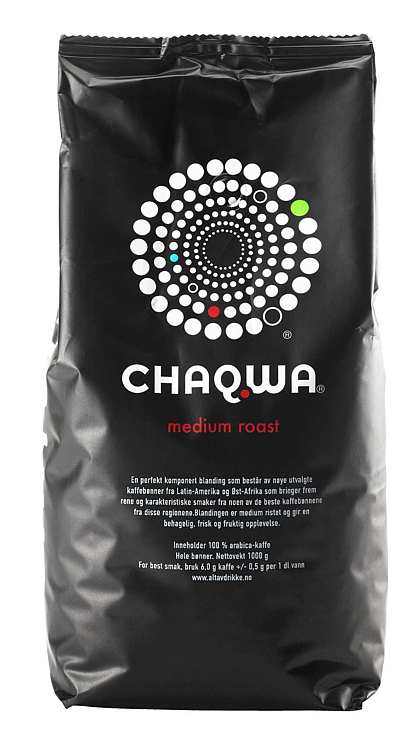Chaqwa medium roast hele bønner   6x1kg