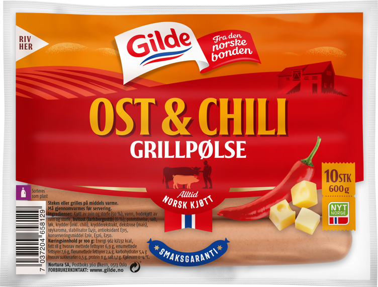 Grillpølse ost&chilli   600g