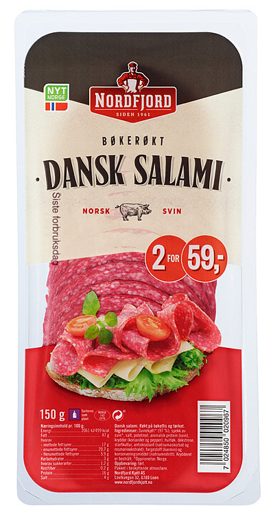 Dansk salami oppskåret   150g