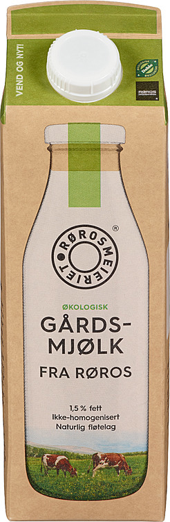 Gårdsmjølk fra røros økol.  ikke homogenisert   1l