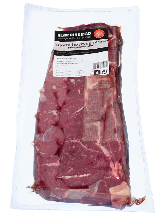 Storfe hyrygg m/ben skivet frittg. 6xca.1,5kg  kg