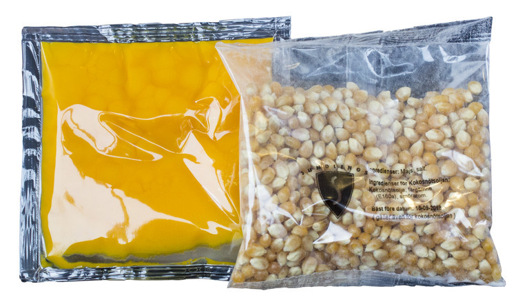 Popcorn mais/salt/olje porsjonspose 36stk   8,2kg