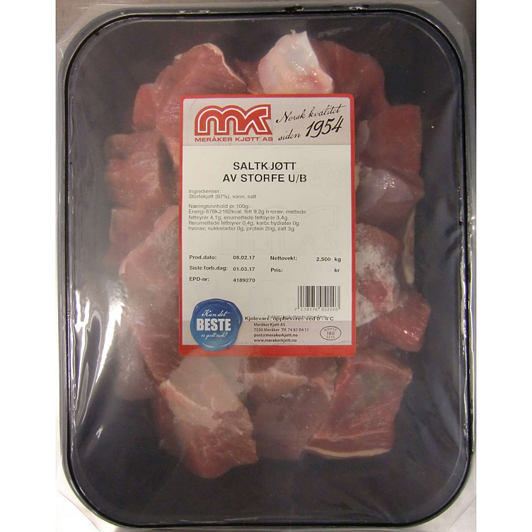 Saltkjøtt av storfe u/bein kj.      2,5kg