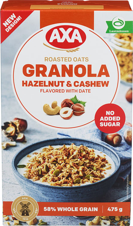 Granola hasselnøtt og cashew  475g