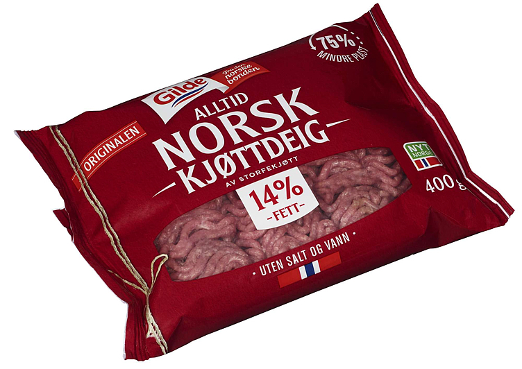 Kjøttdeig storfe 14% u/salt og vann  400g