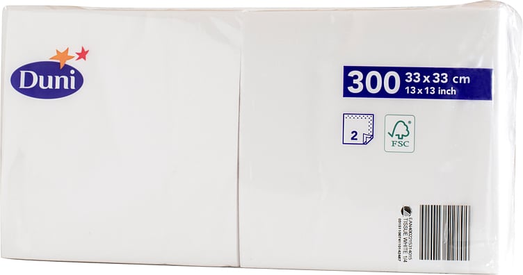 Serviett hvit 2l 33cm   300stk