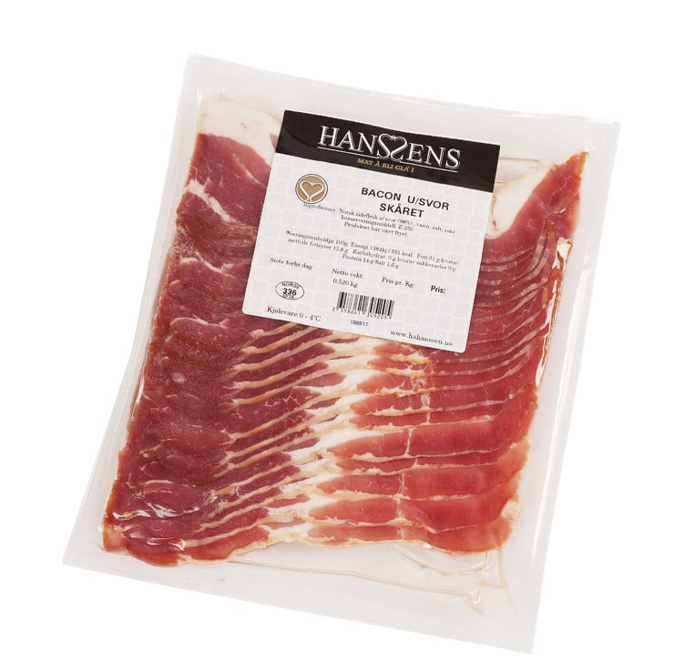 Bacon w/o rind, sliced, approx. 500g    kg