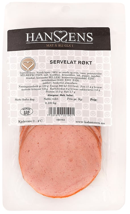 Saveloy smoked sliced   100g
