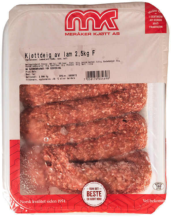 Kjøttdeig av lam   2,5kg
