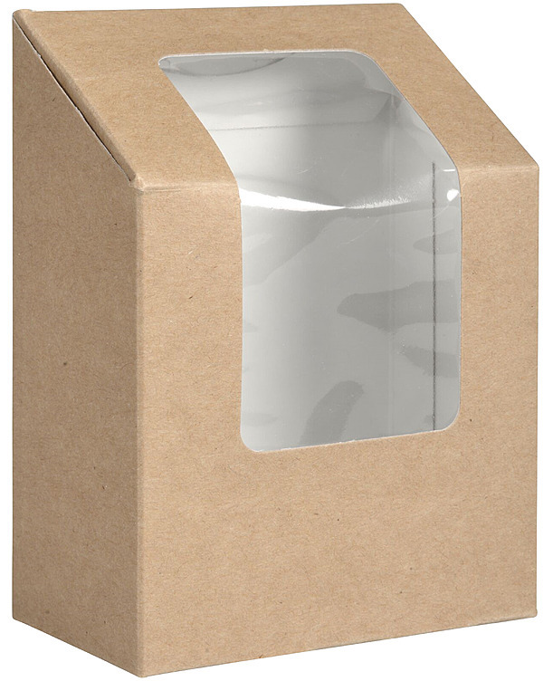 Tortillaboks 9x5x12cm brun papp m/vindu  500stk