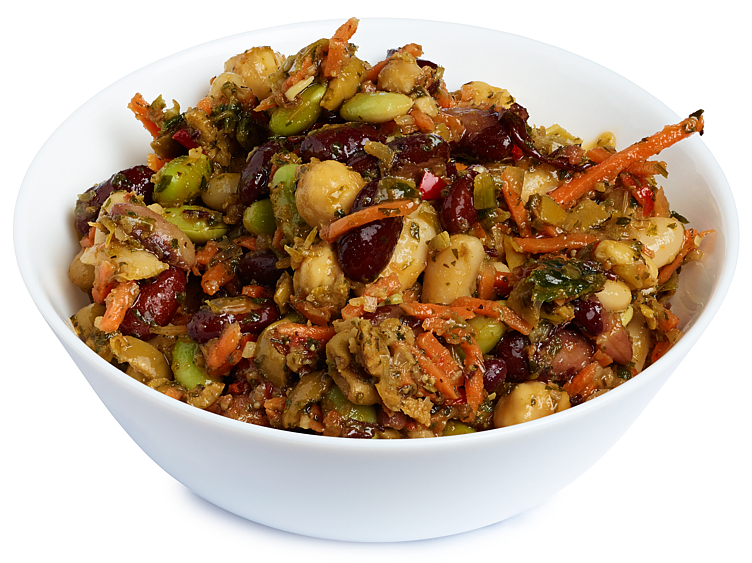 Bønnesalat m/paprika, gulrot og oliven   700g