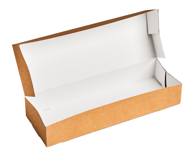 Cateringeske brun/hvit 465x160x78,5mm avriv.lokk   70stk