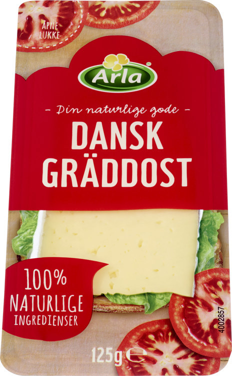 Gräddost skivet dansk     125g
