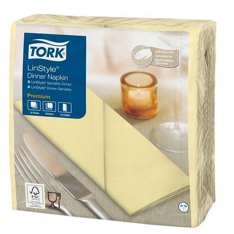 Middagsserviett linstyle champagne 39cm 8f   12x50stk