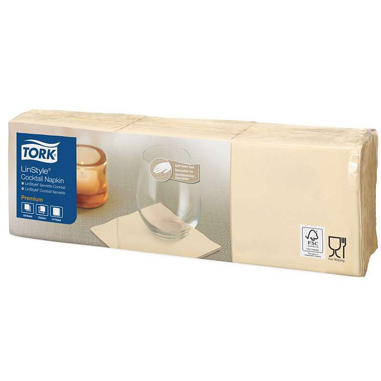 Coctailsserviett linstyle krem 23cm 4f   10x150stk