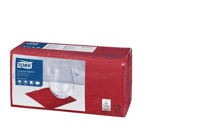 Coctailserviett linstyle burgund 23cm 4f   10x150stk