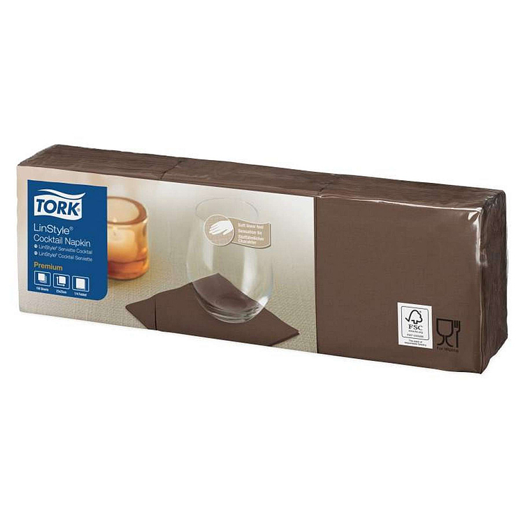 Coctailserviett linstyle kakao 23cm 4f   10x150stk